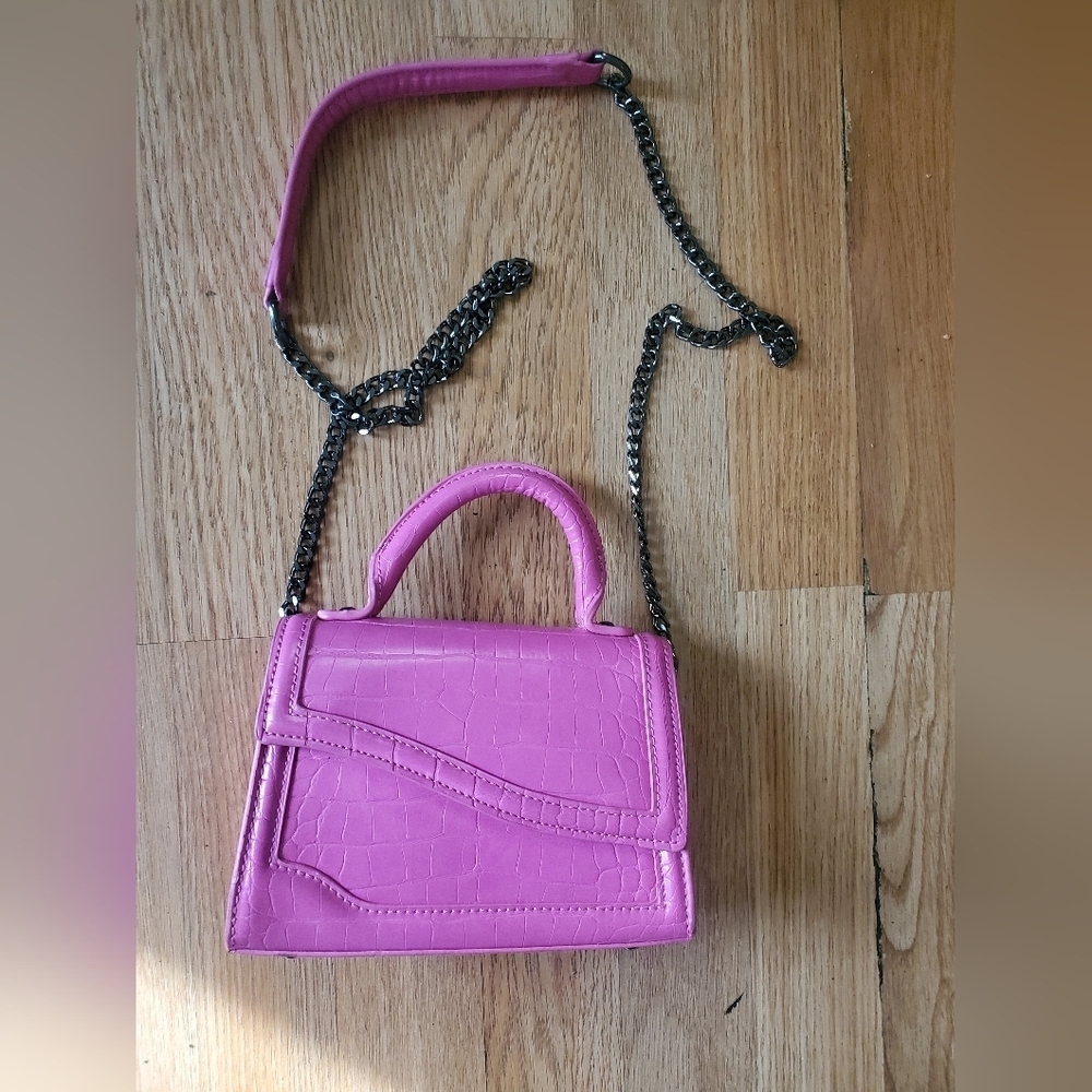 Pink Zara Croc-Embossed Women's Bag